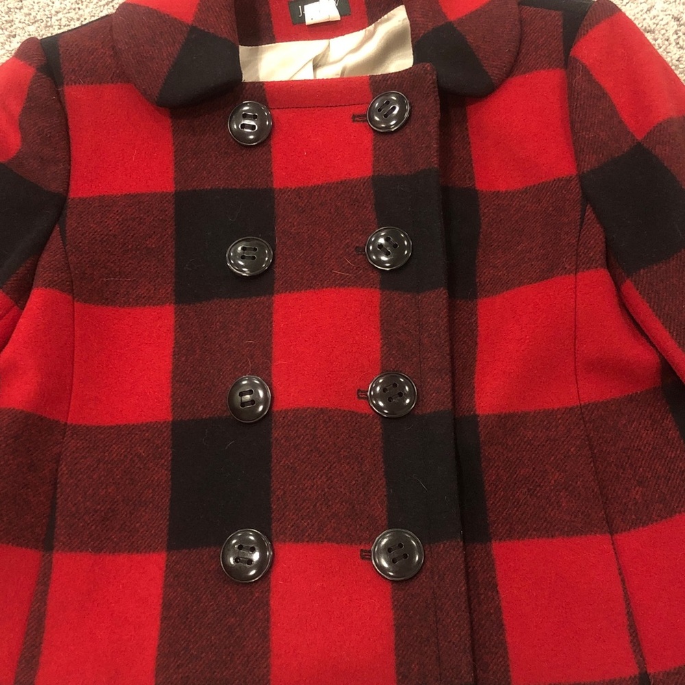J Crew Vintage Red and Black Buffalo Plaid Women’s Cropped Jacket Size 12 - Picture 6 of 9